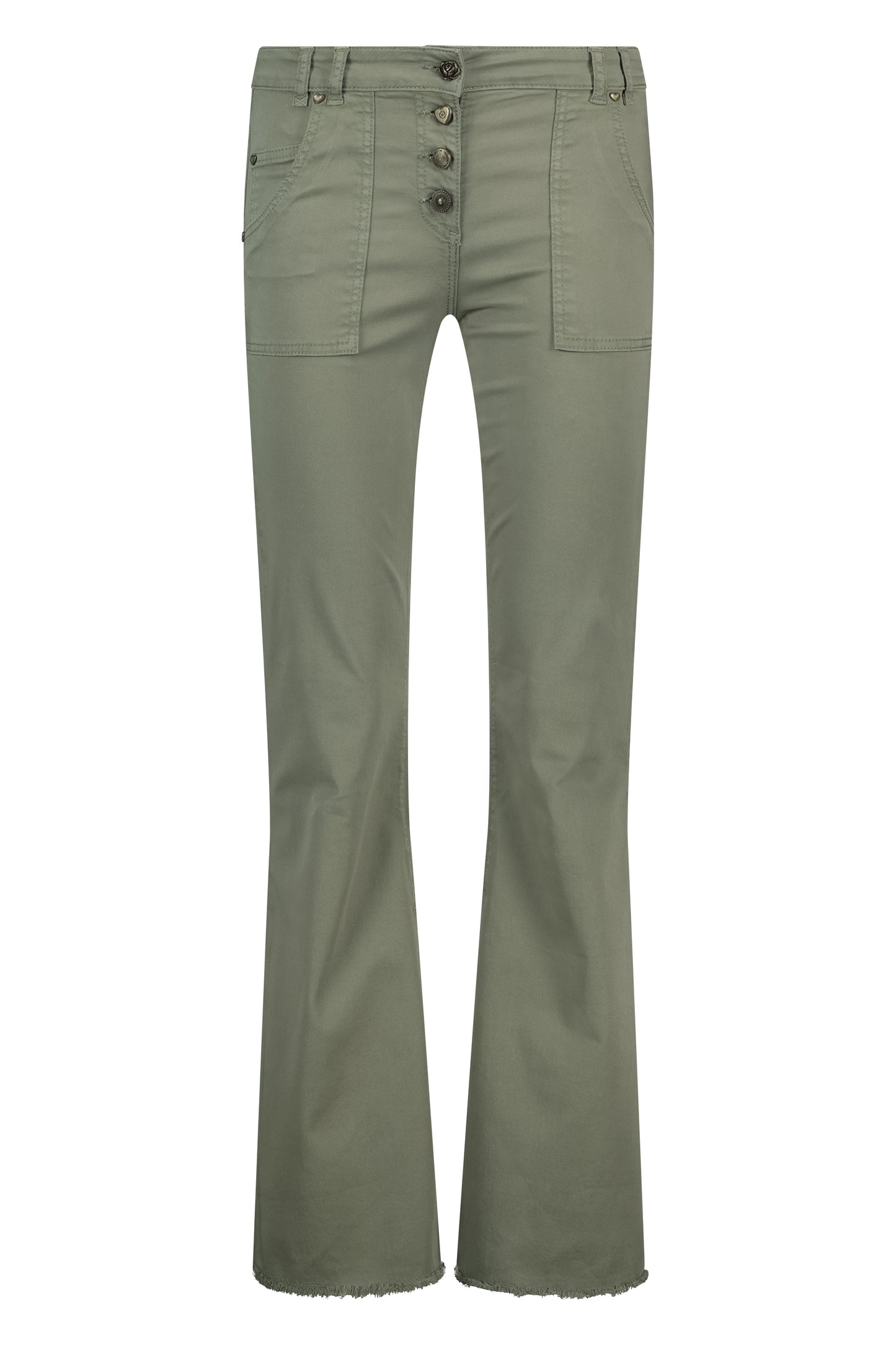Flared Pants Fringe Army Green