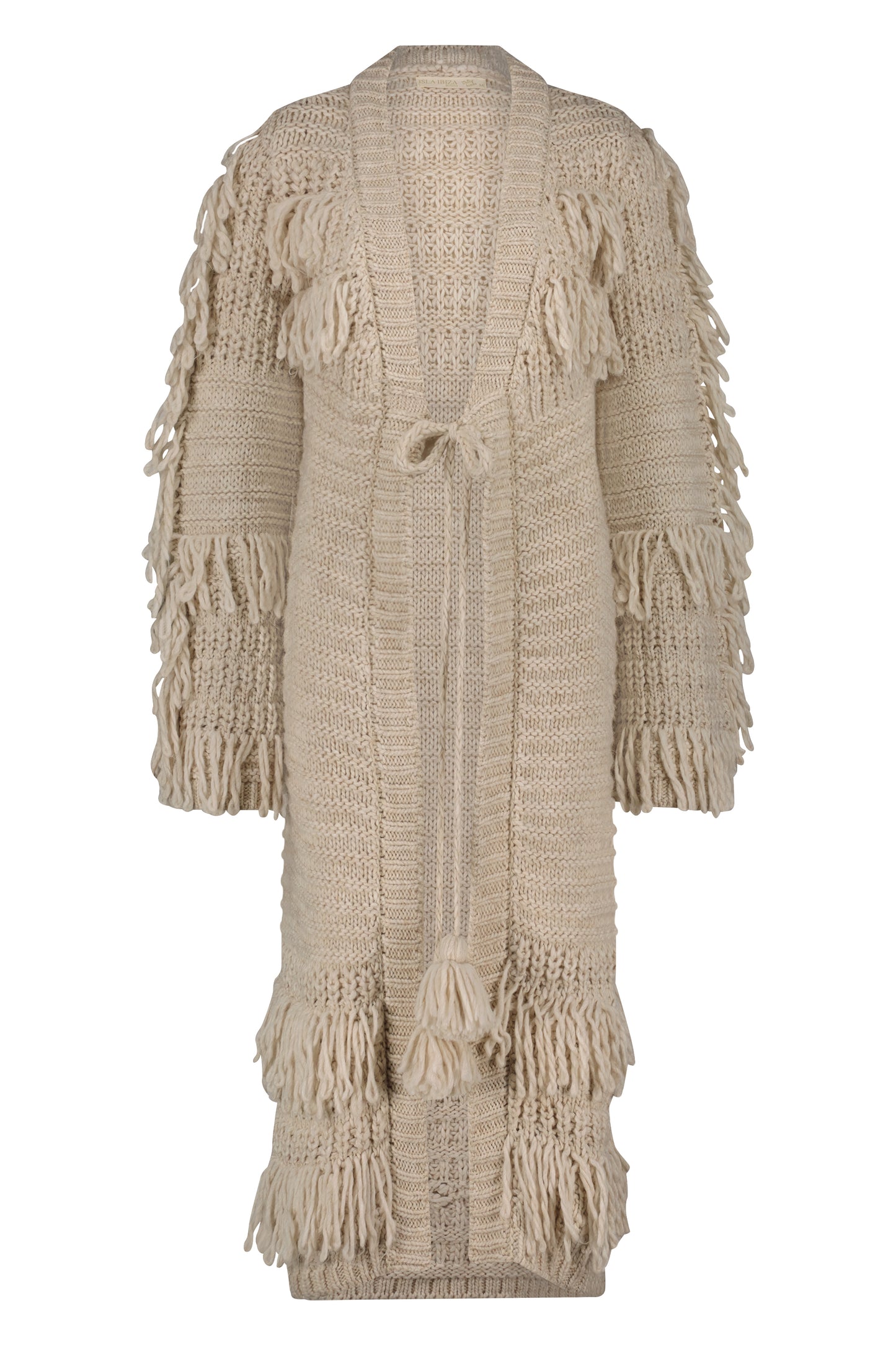Long Fringed Cardigan SES BOQUES Cream