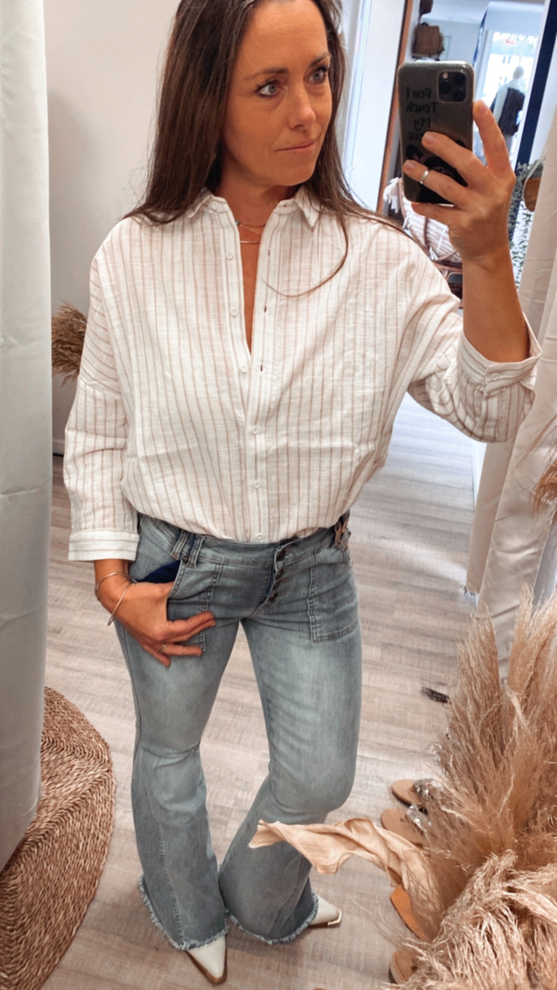 Rory Blouse Natural Stripe