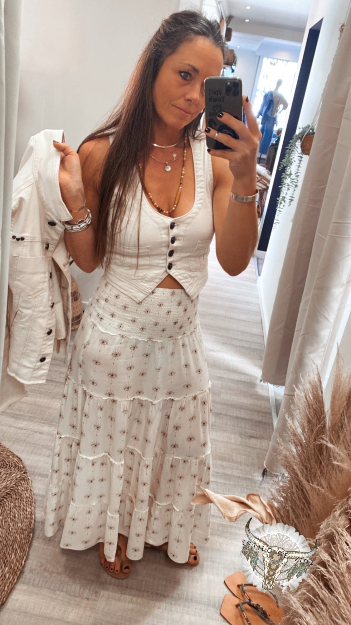 Short Denim Gilet Cream