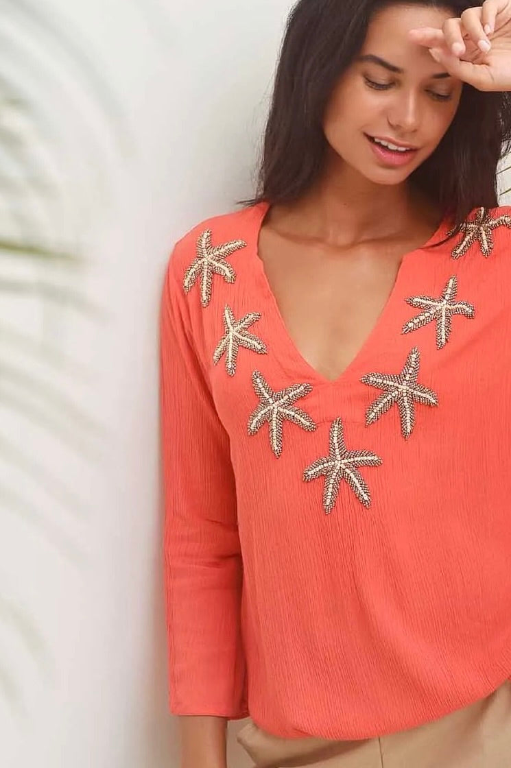 Starfish Tunic Hot Coral