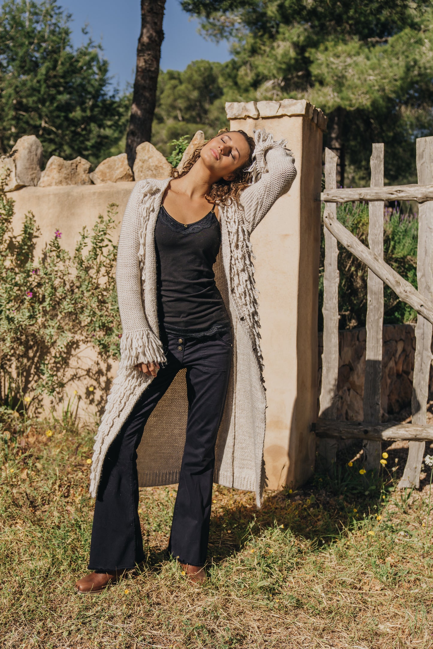 Flared Pants Fringe Black