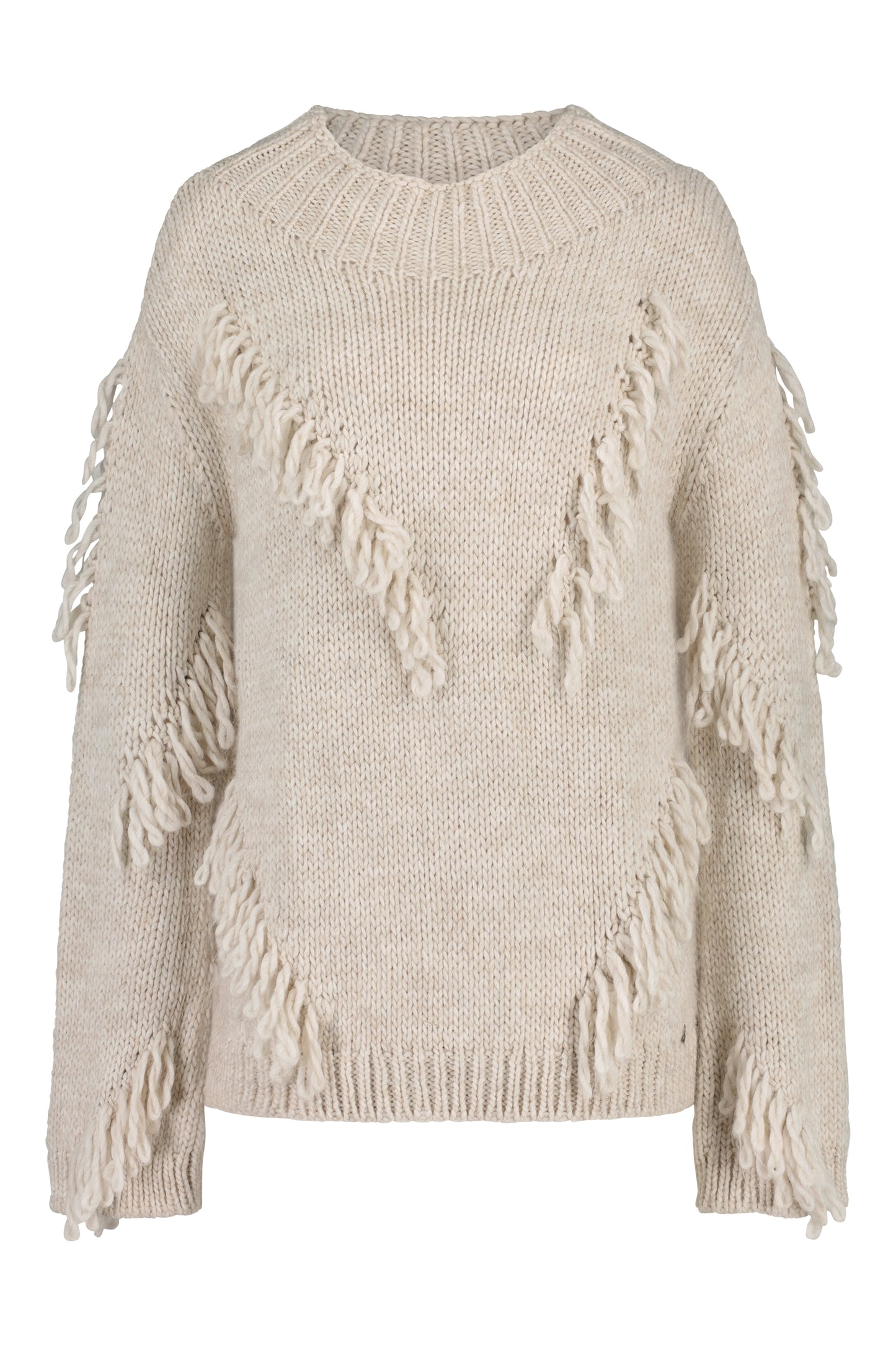 Knitted FRINGE Jumper Cream