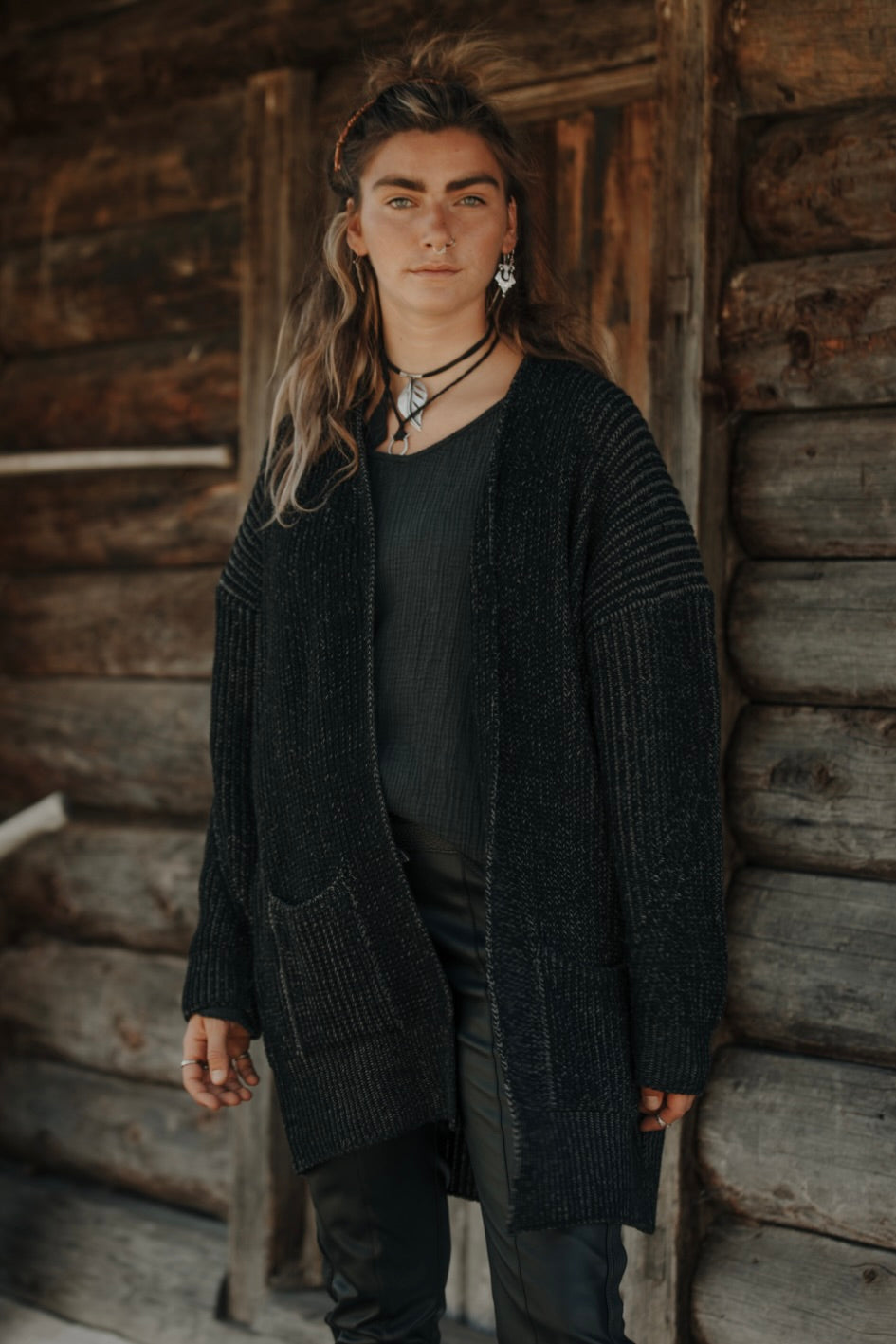 CARLY Midi Cardigan Black