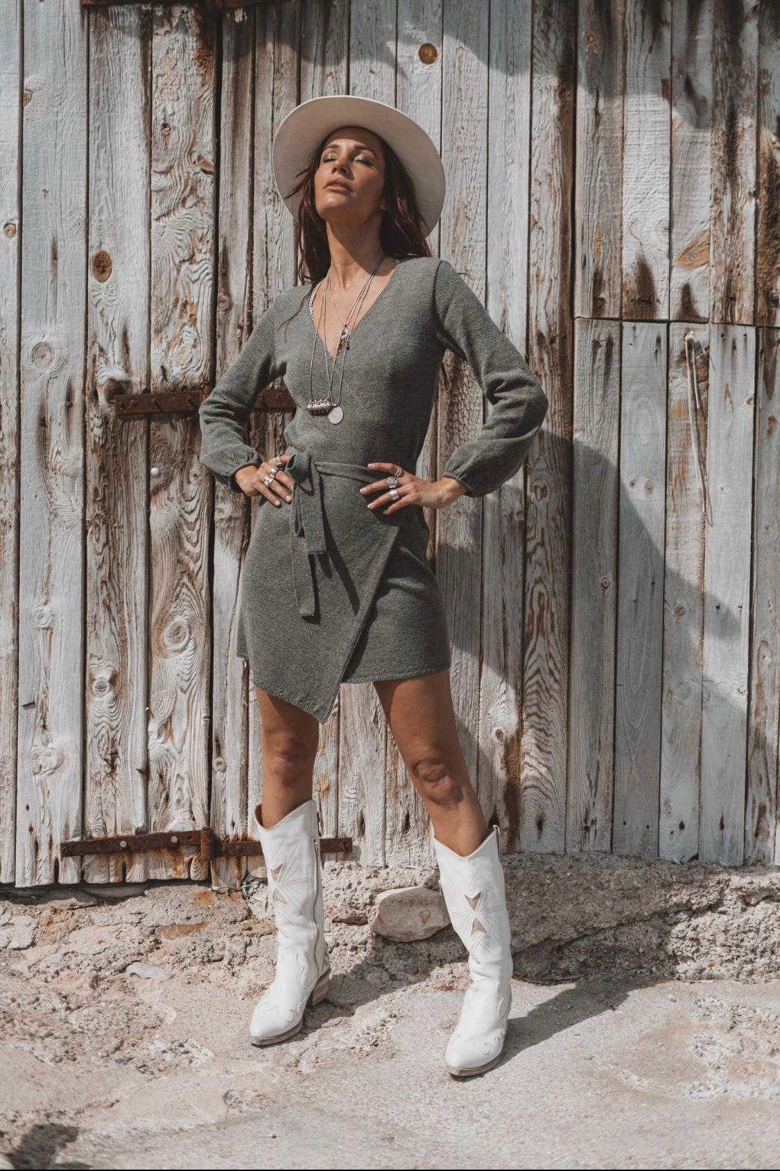 Miya Wrap Dress Khaki
