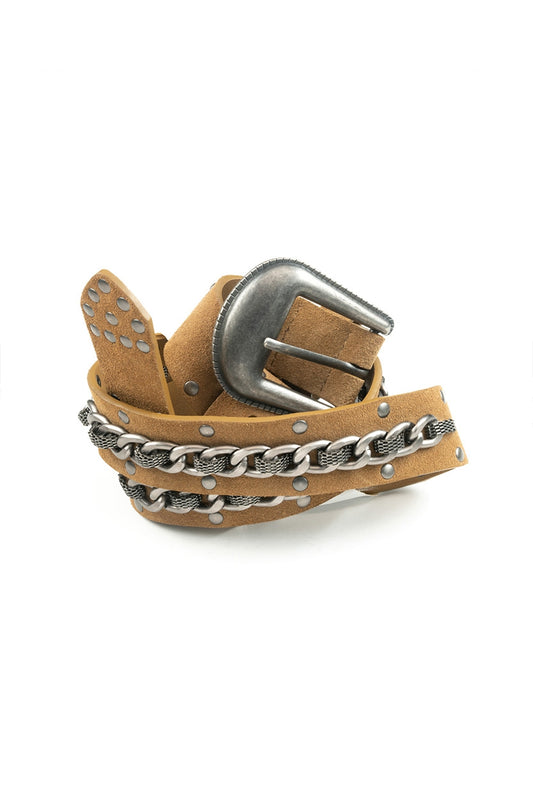 NOLA Suède Metal Belt Soft Brown
