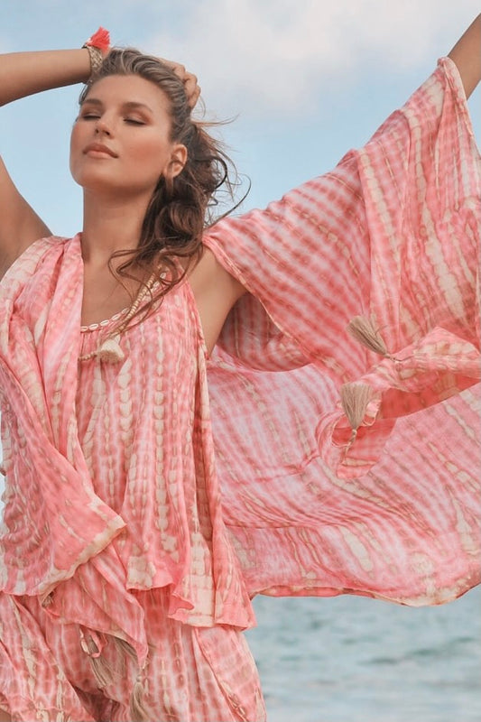 Kimono Tassle Moonstone - Coral of Sea Mist -