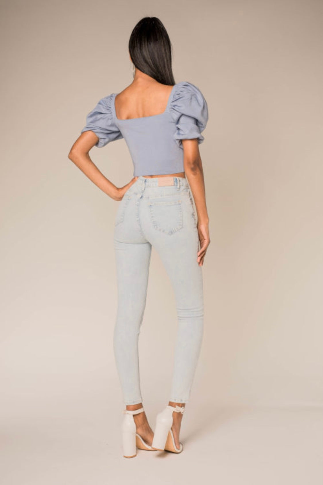 Skinny Jeans Cropped - Light Blue -