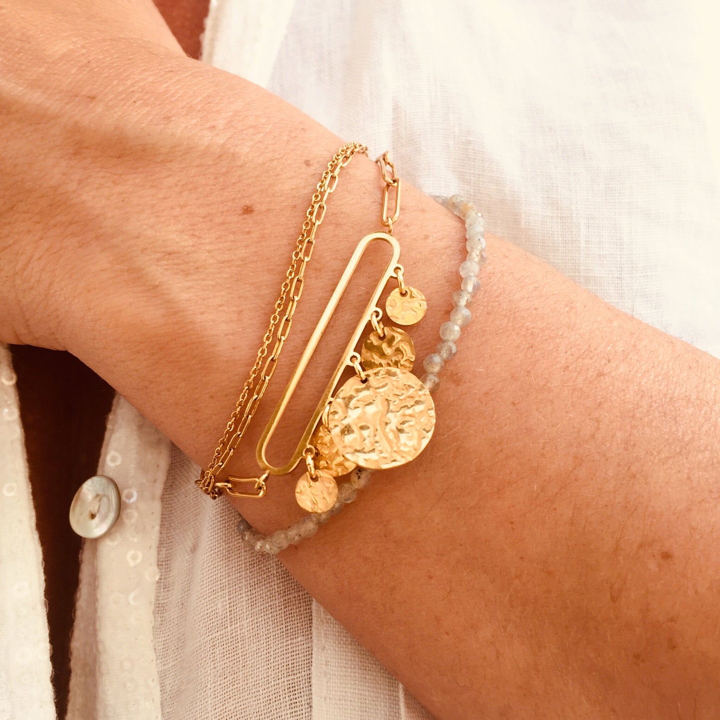 Armband 4in1 GOLD/GREY STONE