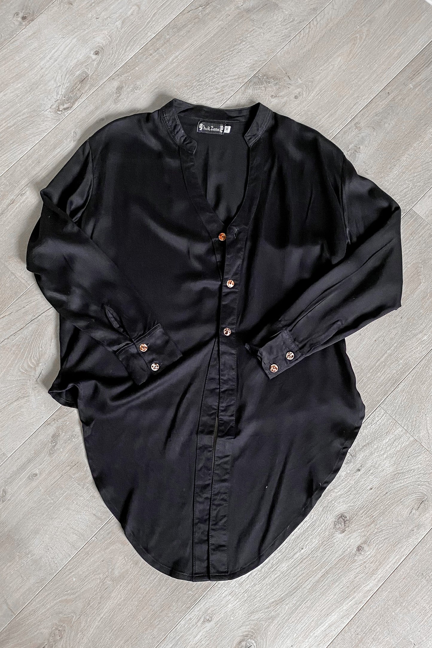 Blouse Fleur Satin Black