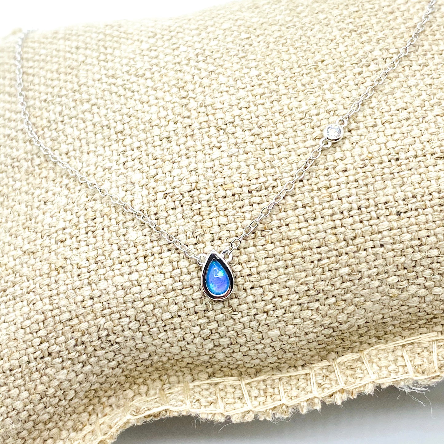 Blue Drop - ketting zilver-