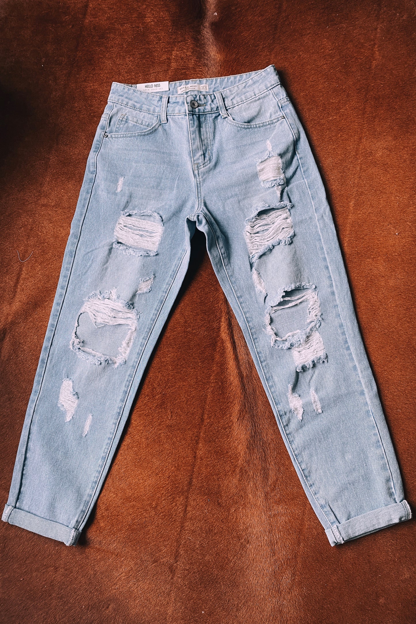 High Waist MOM Jeans - Light Blue-