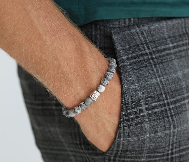 Armband BUDDHA GREY GEMSTONE for men