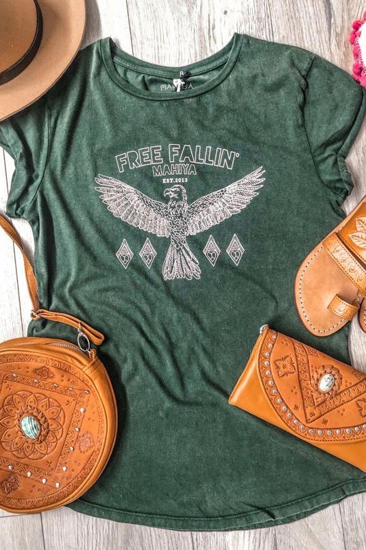 Organic Tee Free Fallin -Emerald
