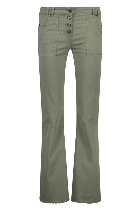 Flared Pants Fringe Army Green