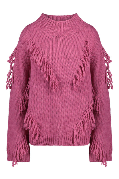 Knitted FRINGE Jumper Pink