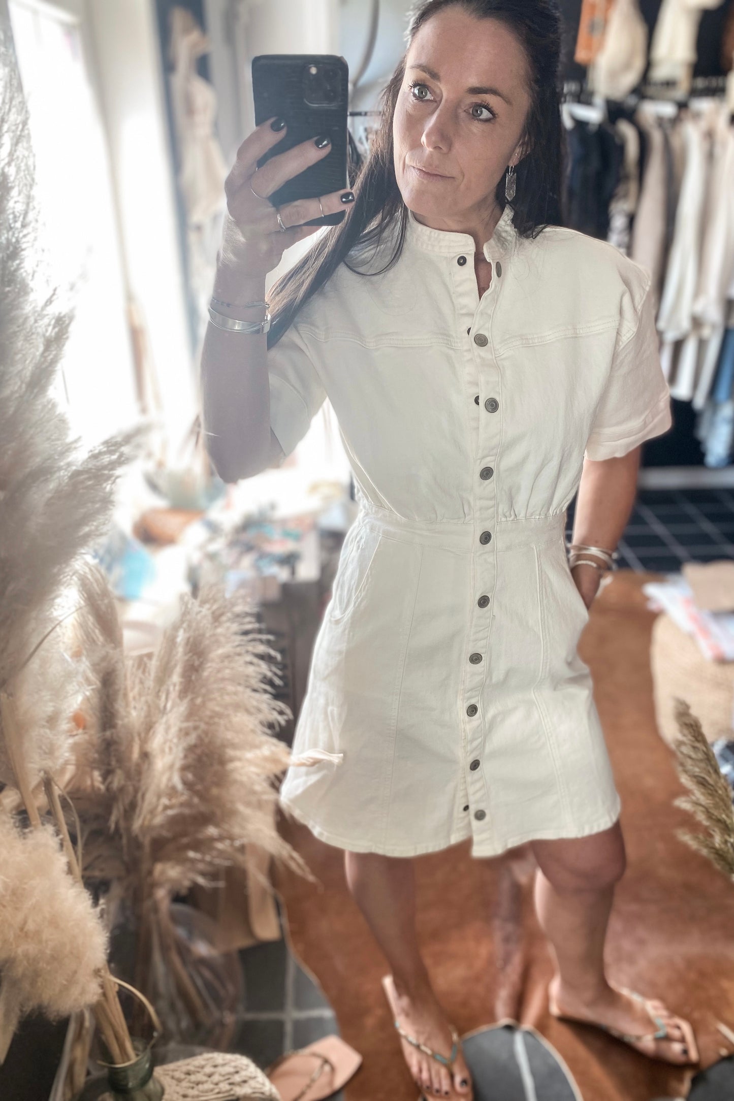 Loua Denim Dress Off White