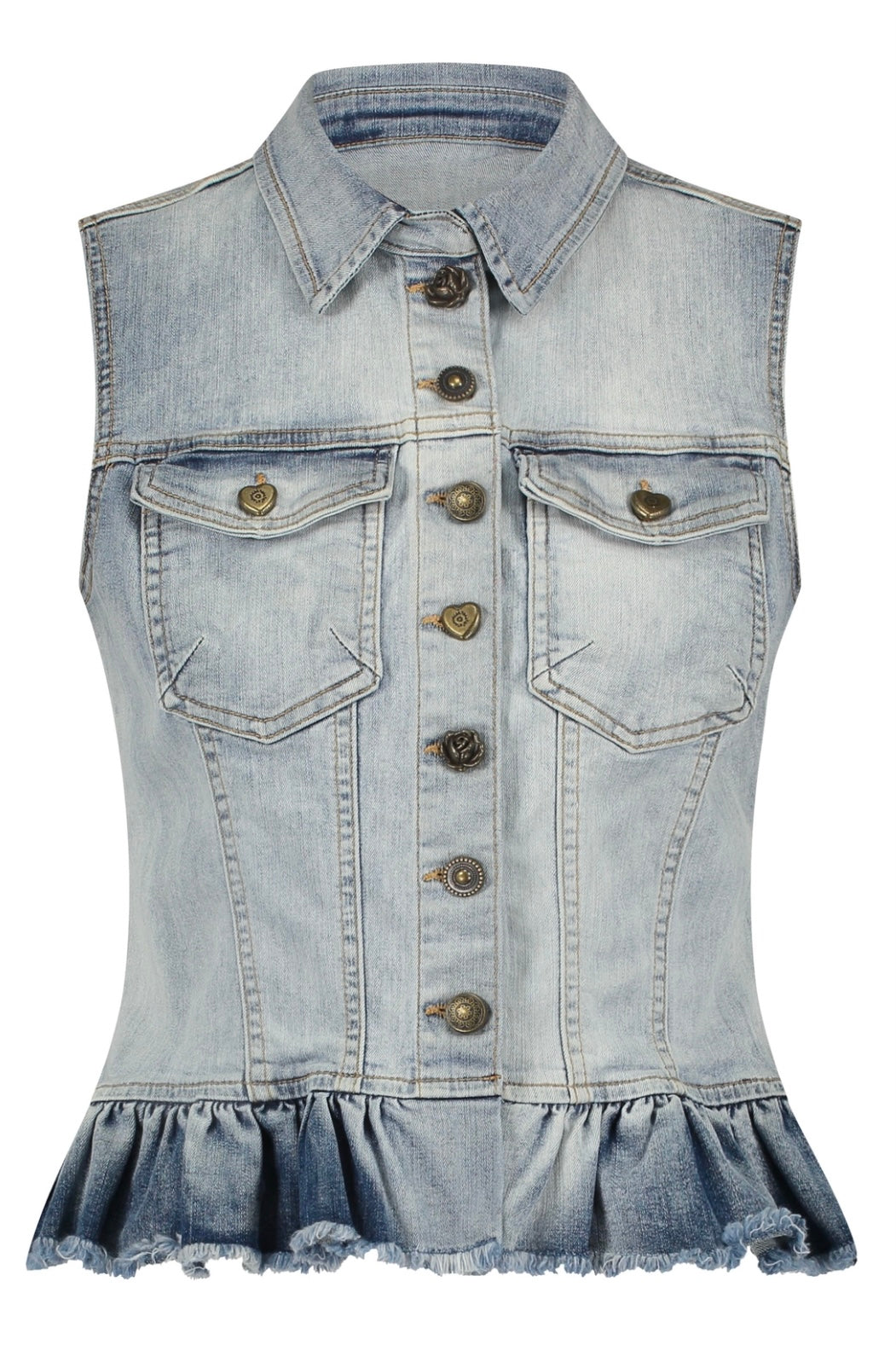 Denim Gilet Ruffled