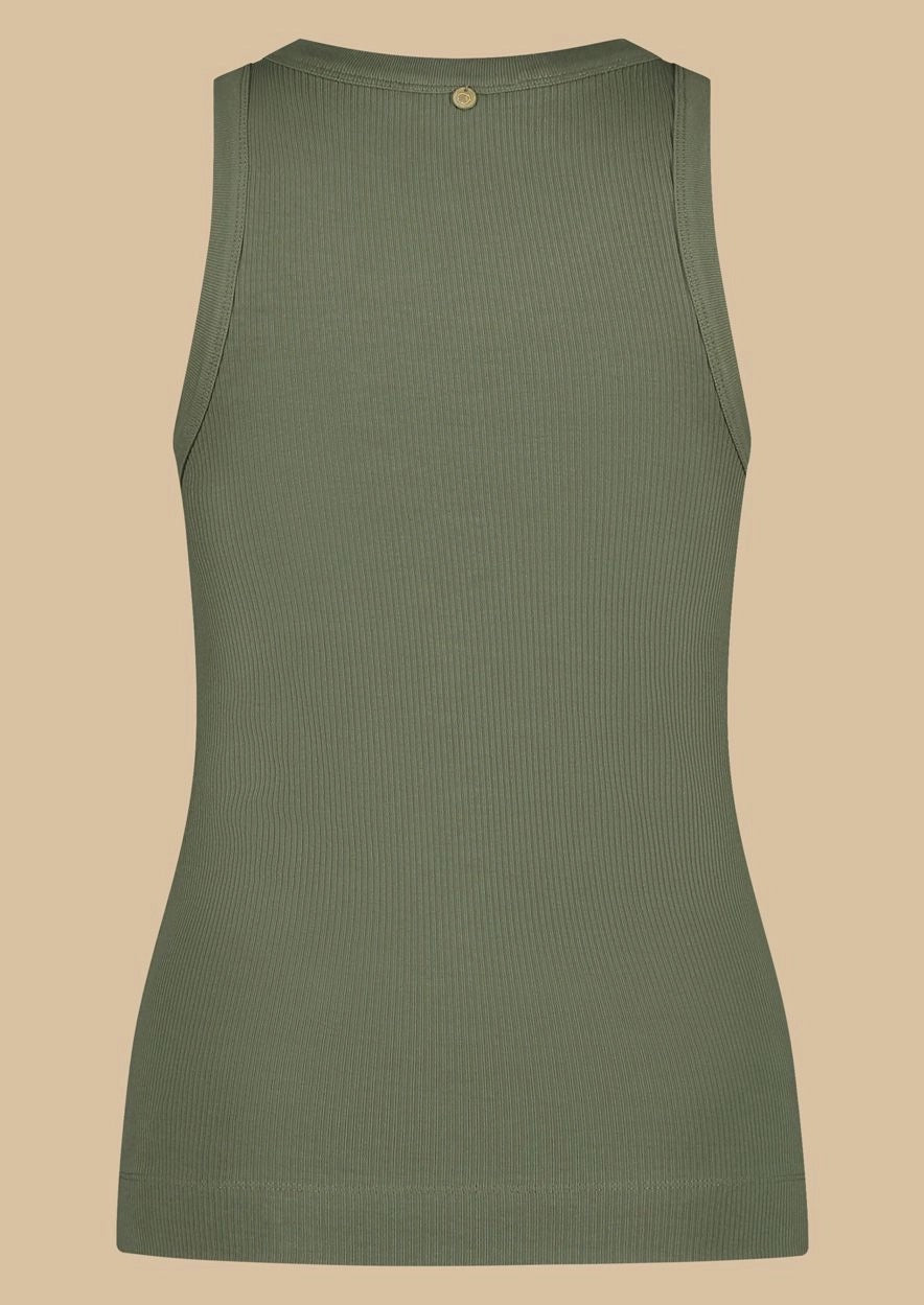 Stretch katoenen tanktop met ronde hals. Tijdloos design, perfect als basic of onderlaag.