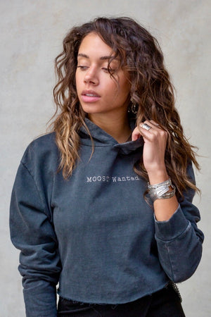 Eagle Cropped Hoodie STONE GREY