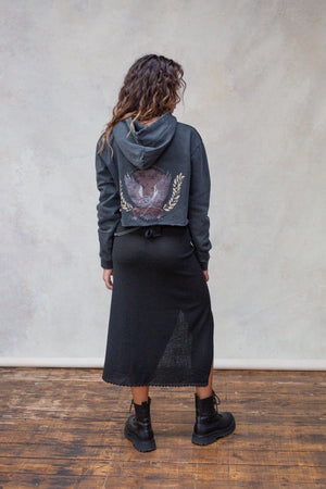 Eagle Cropped Hoodie STONE GREY