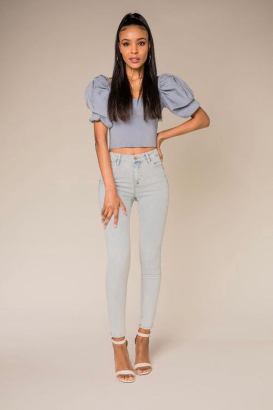 Skinny Jeans Cropped - Light Blue-