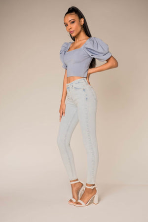 Skinny Jeans Cropped - Light Blue-