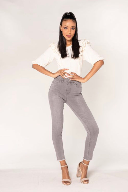 Skinny Jeans Cropped - Grey-