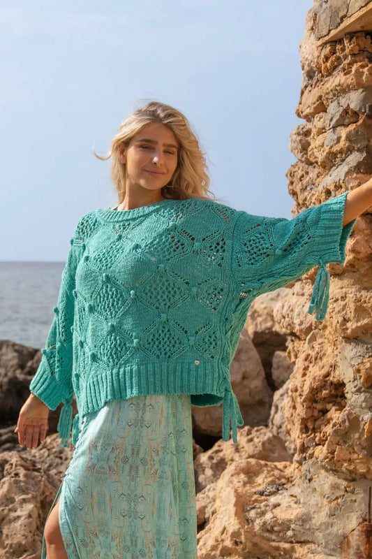 BAGGY Knitted Sweater Turquoise