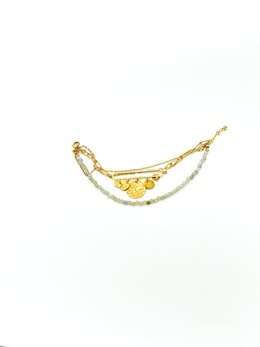 Armband 4in1 GOLD/GREY STONE
