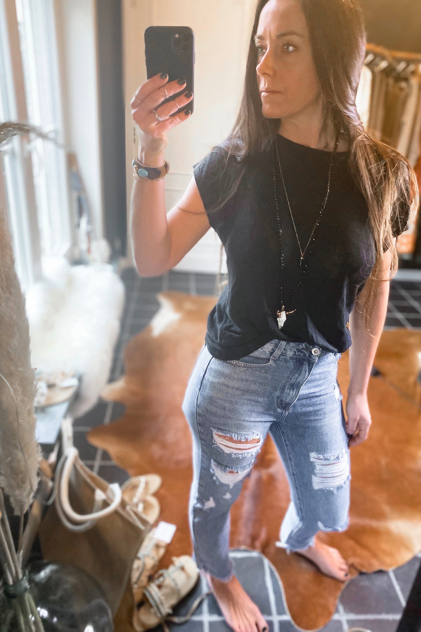 High Waist Ripped MOM Jeans