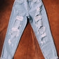 High Waist MOM Jeans - Light Blue-