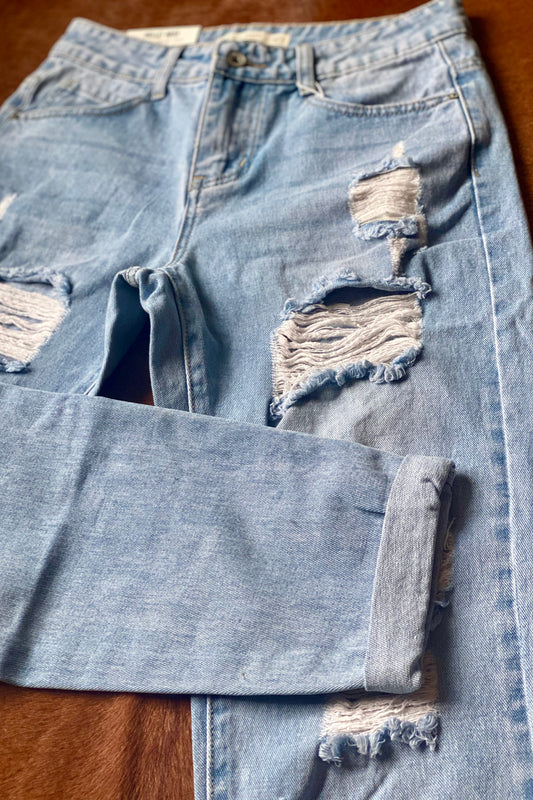 High Waist MOM Jeans - Light Blue-