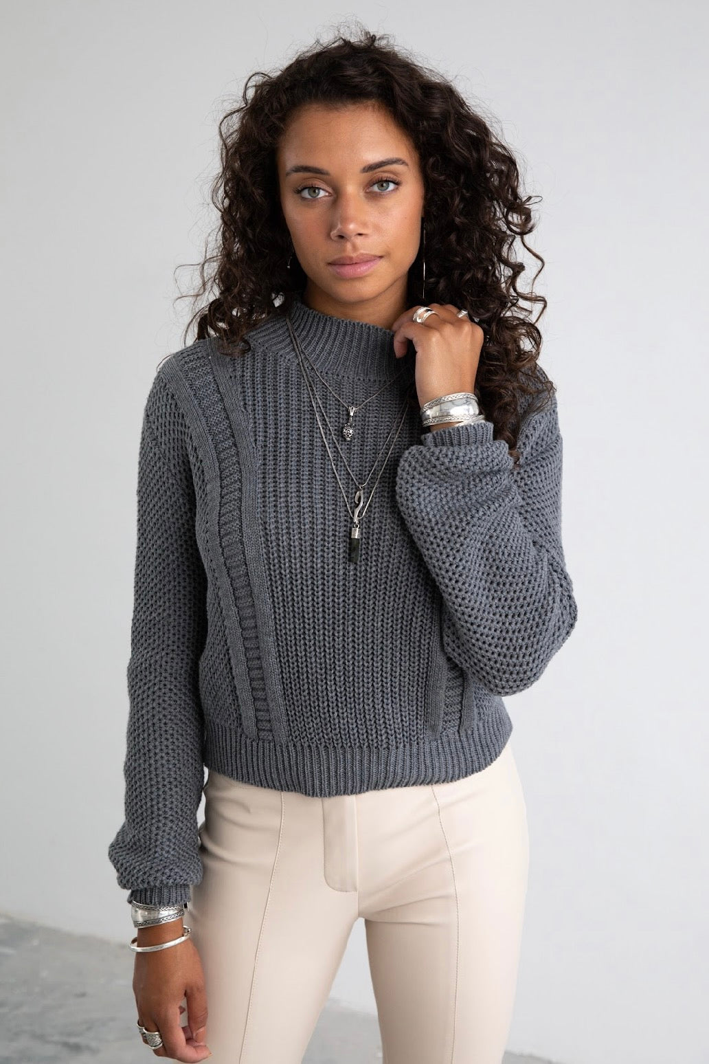 Aster Knitted Sweater - Stone Gray -