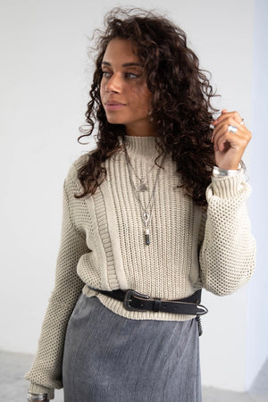 Aster Knitted Sweater - Stone Beige -