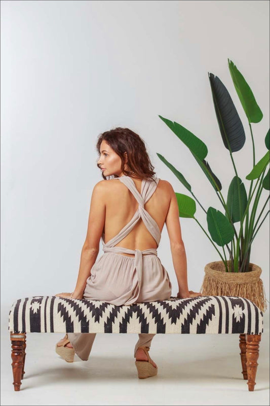 Catania Halter Jumpsuit Beige