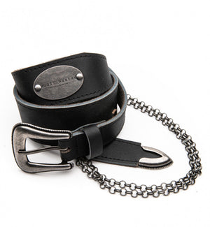 Nova Leather Chain Belt Black